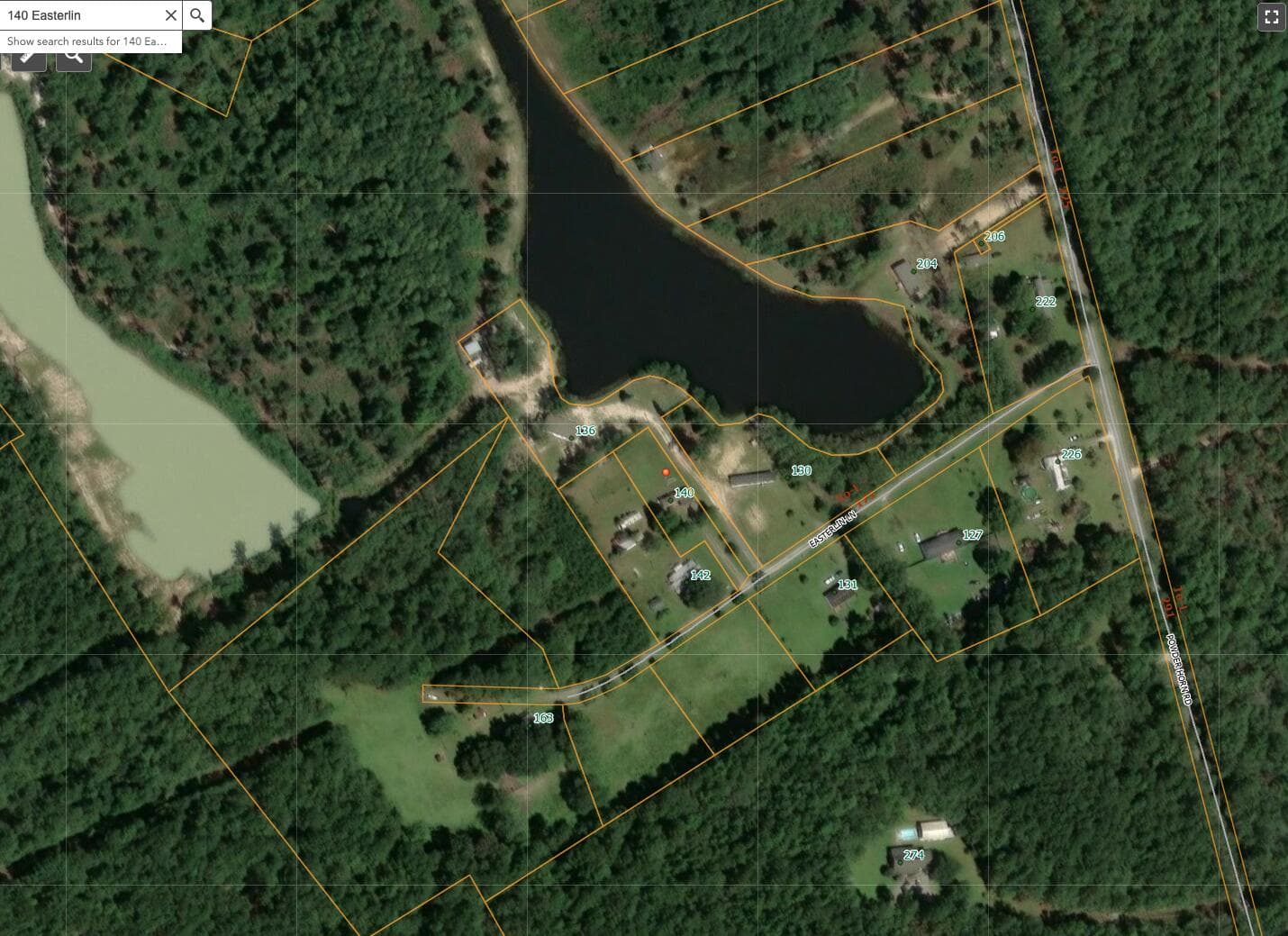Aerial parcel map of 140 Easterlin Lane